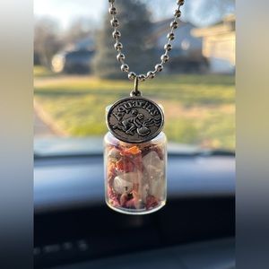 Aquarius ♒️ Car Charm Crystal Herb Cork Jar Hand Crafted Zodiac Collection